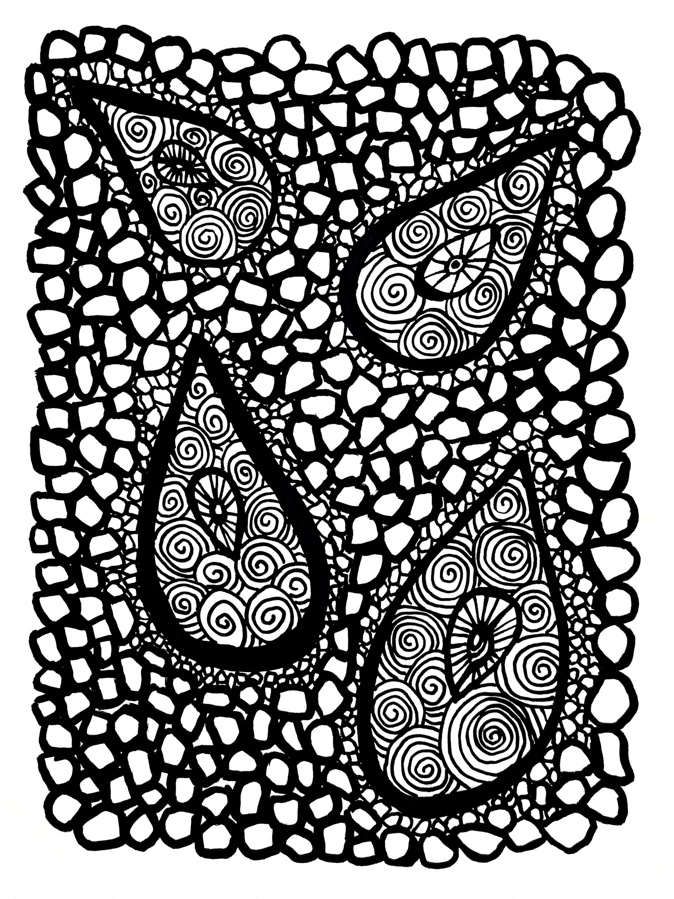 Printable Black and White Ethnic Wall Art Downloadable Doodles Wall Decor Ethnic Hand Painted