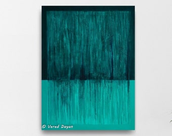 Original textured abstract waterscape teal mixed media on canvas; Modern aqua canvas wall décor; Vibrant turquoise hand painted wall art