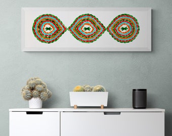 Long narrow colorful PRINTABLE wall art; Horizontal ethnic wall decor; Vertical block print pattern wall art; Narrow oriental poster