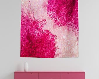 Magenta Abstract Wall Tapestry: Pink Ombre Decor