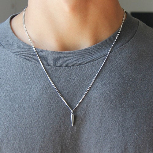 Silver Spike Pendant Necklace for Men or Women/ Stainless Etsy