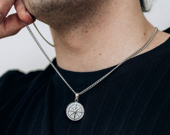 Collier viking boussole en acier inoxydable pour Femme - Vikings & Co