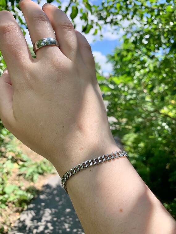 Silver Thick Cuban Curb Chain Bracelet 
