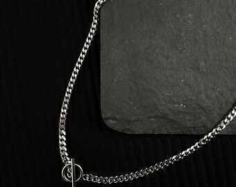 Silver Toggle Necklace for Men or Women / Stainless Steel