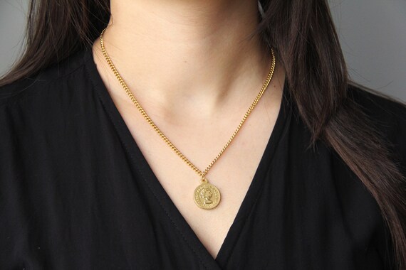 Gold Coin Pendant Necklace for Women or 