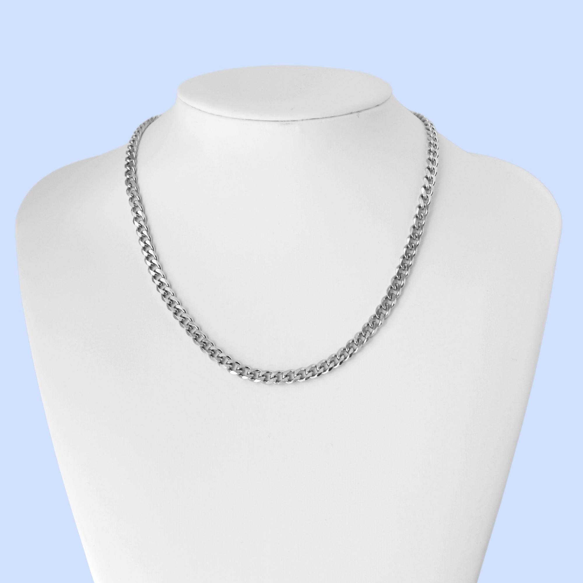 Men's Silver Chain / Silver 5mm Curb Chain Necklace for Men or