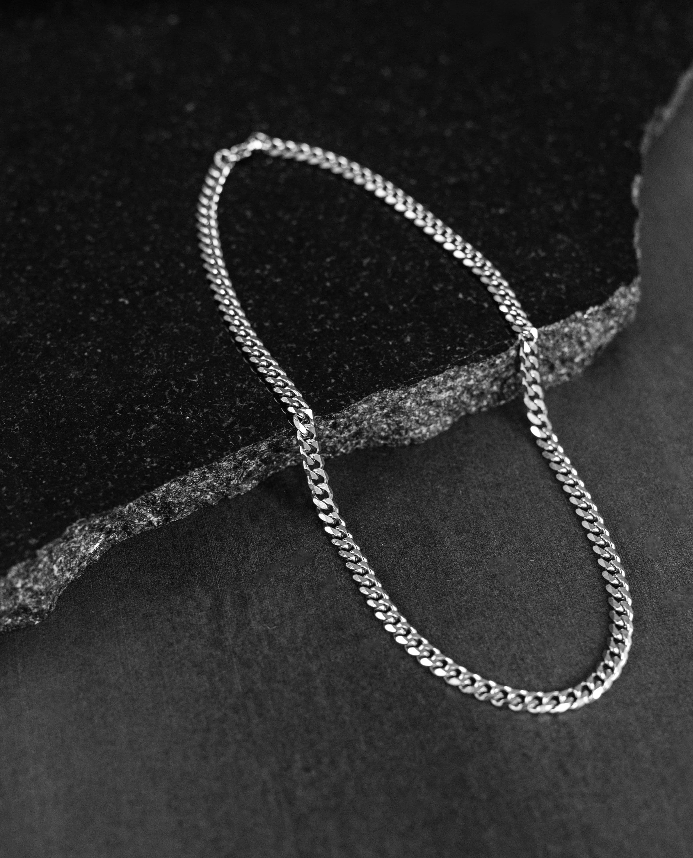 Men's silver chain / silver 5mm curb chain necklace for men or woman / stainless steel waterproof chunky chain / thick men's silver necklace