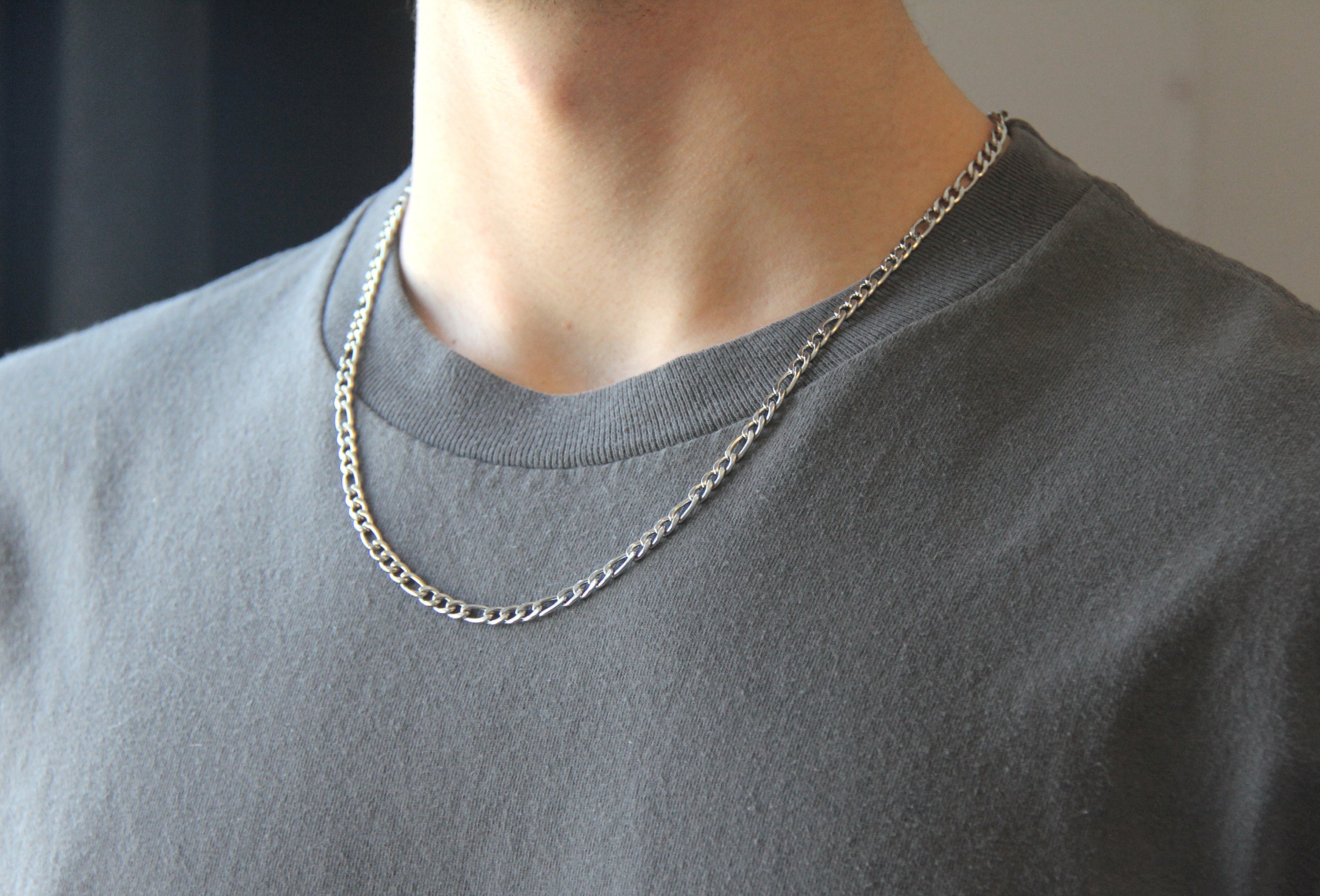 Men's Chain / Silver 4.5mm Figaro Chain Necklace for Men - Etsy