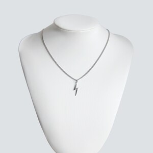 Silver lightning bolt necklace for men or women- Boutique Wear RENN