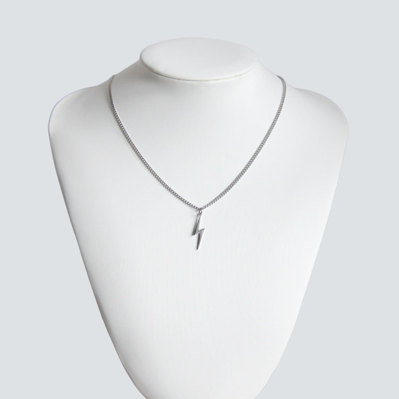 Silver lightning bolt necklace for men or women- Boutique Wear RENN