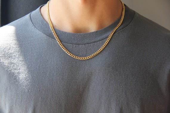 Gold Curb Chain Necklace for Men or 