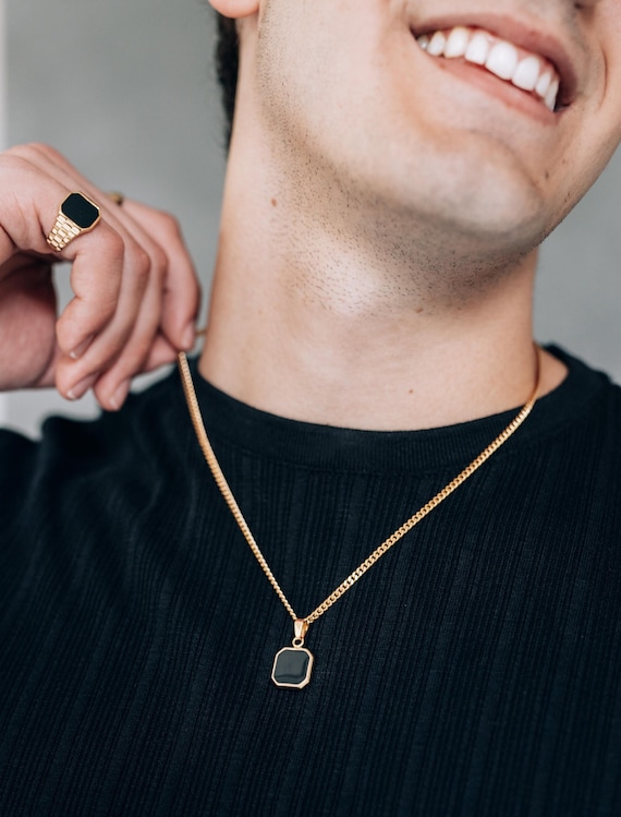 Black square necklace deals