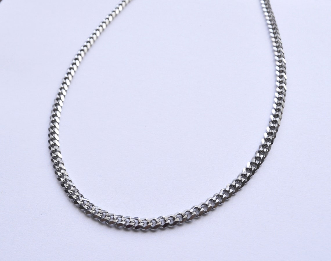 silver curb chain necklace womens