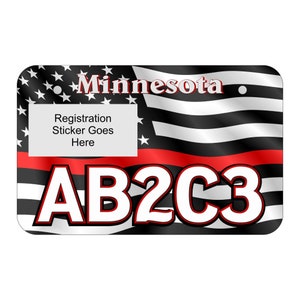 Minnesota ATV UTV License Plate, Thin Red Line, Firefighter