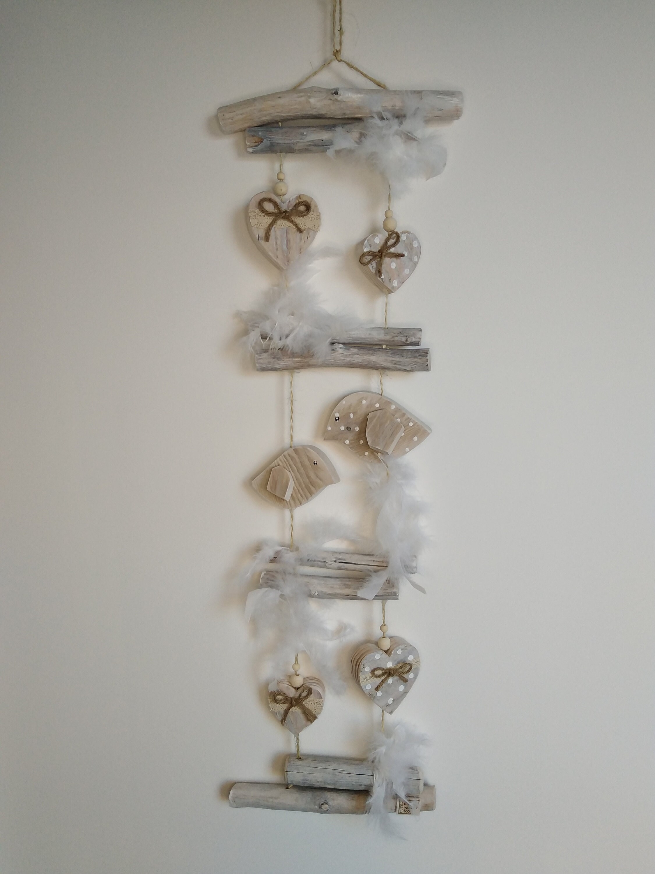 Décoration Bois, Cœur en Guirlande Suspension Cœur