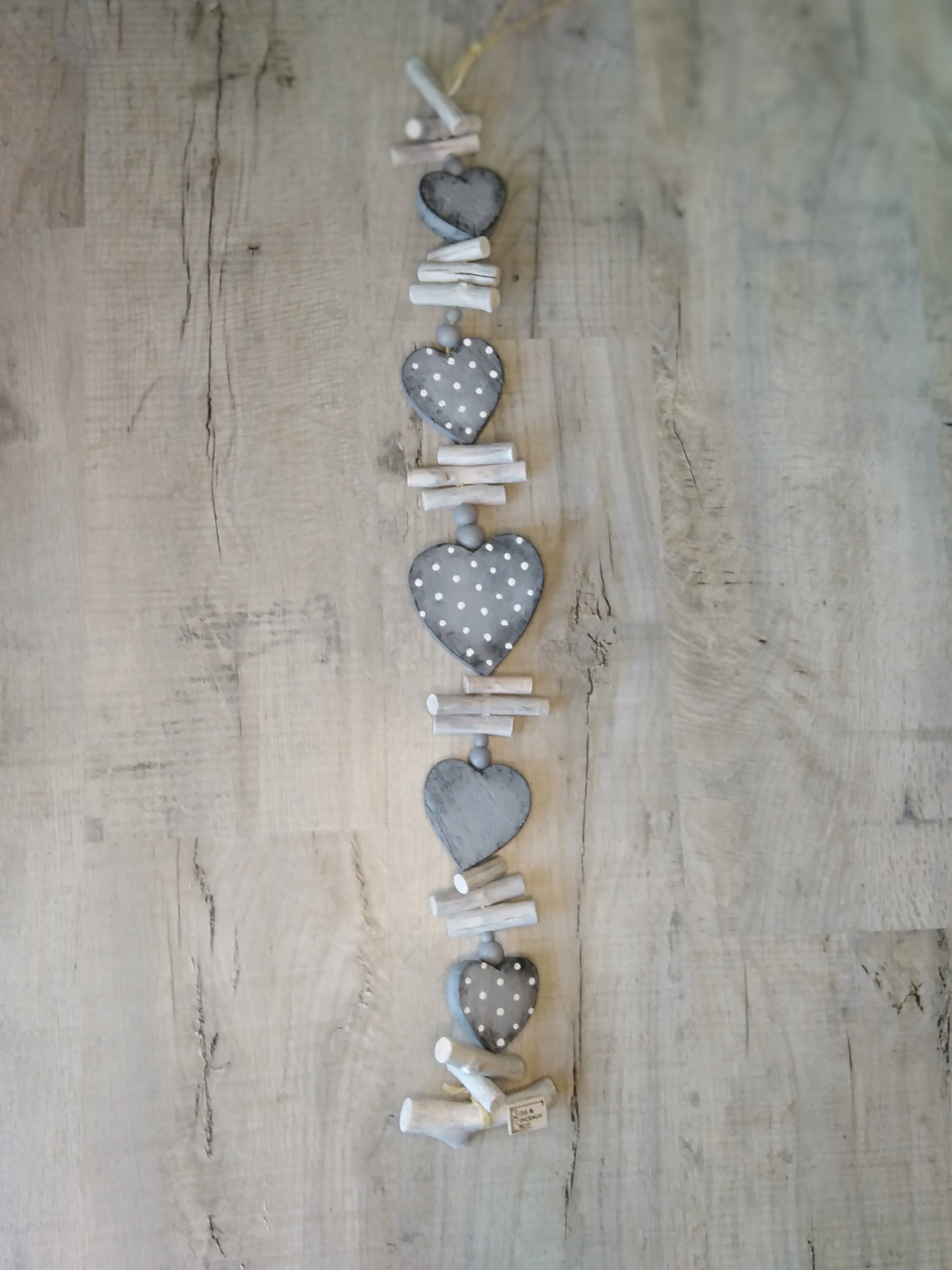 Décoration Bois, Cœur en Guirlande Suspension Cœur