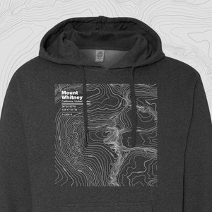 Mount Whitney, California - Topographic Map Hooded Sweatshirt