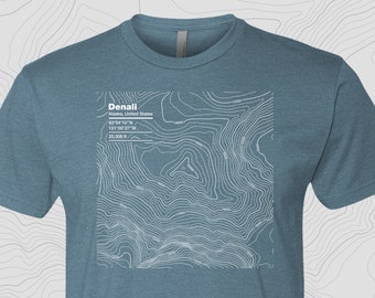 Denali, Alaska - Topographic Map Unisex Short Sleeve Tee