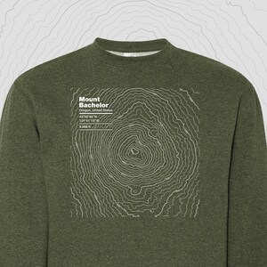 Mount Bachelor, Oregon - Topographic Map Crewneck Sweatshirt