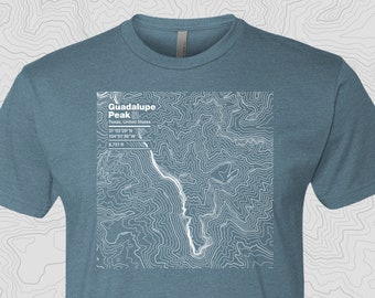 Guadalupe Peak, Texas - Topographic Map Unisex Short Sleeve Tee