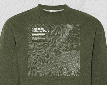 Haleakala National Park, Hawaii - Topographic Map Crewneck Sweatshirt