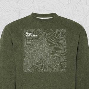 Mount Jefferson, Oregon - Topographic Map Crewneck Sweatshirt