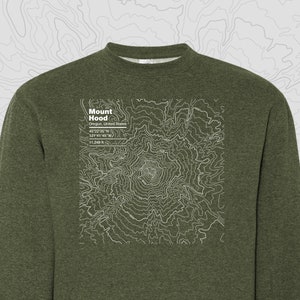 Mount Hood, Oregon - Topographic Map Crewneck Sweatshirt
