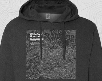 Whiteface Mountain, New York - Topographic Map Hooded Sweatshirt