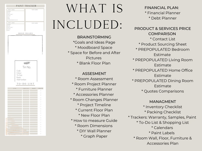 Room Renovation Planner, Interior Design planner, room improvement, home improvement, home project, Printable Guide, Canva Template image 2