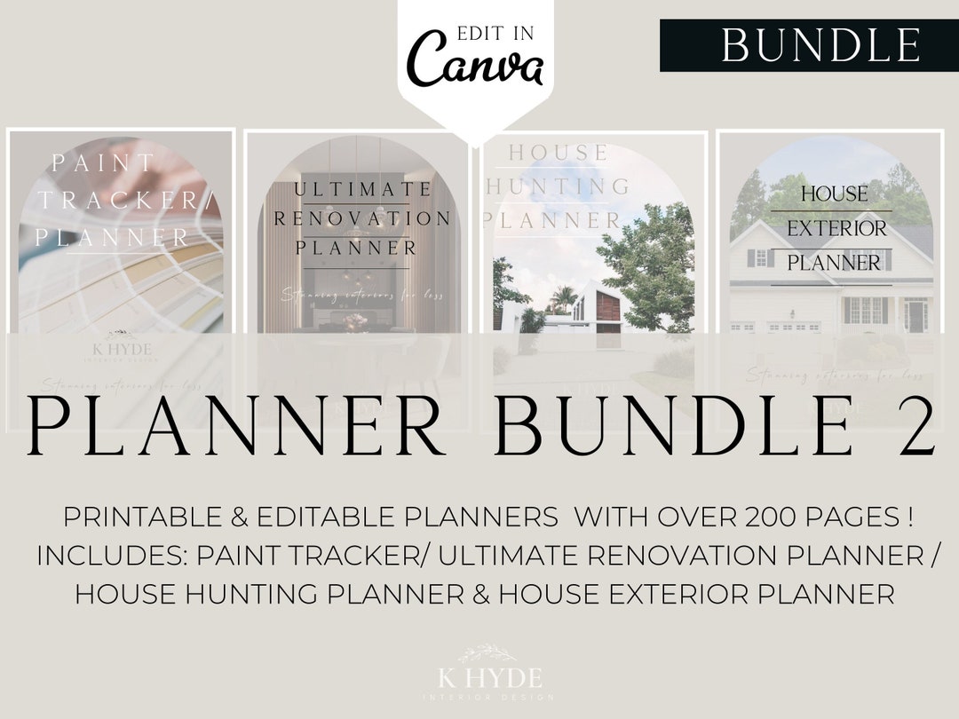 Editable Printable Planner Bundle, Renovation Planner, Exterior ...