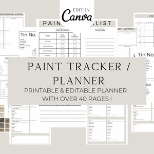 Paint Tracker, Printable Paint Planner, Renovation Planner, Paint Choice, Colour Tracker, Color Tracker,  Digital Planner, Canva Template