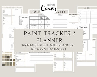 Paint Tracker, Printable Paint Planner, Renovation Planner, Paint Choice, Colour Tracker, Color Tracker,  Digital Planner, Canva Template