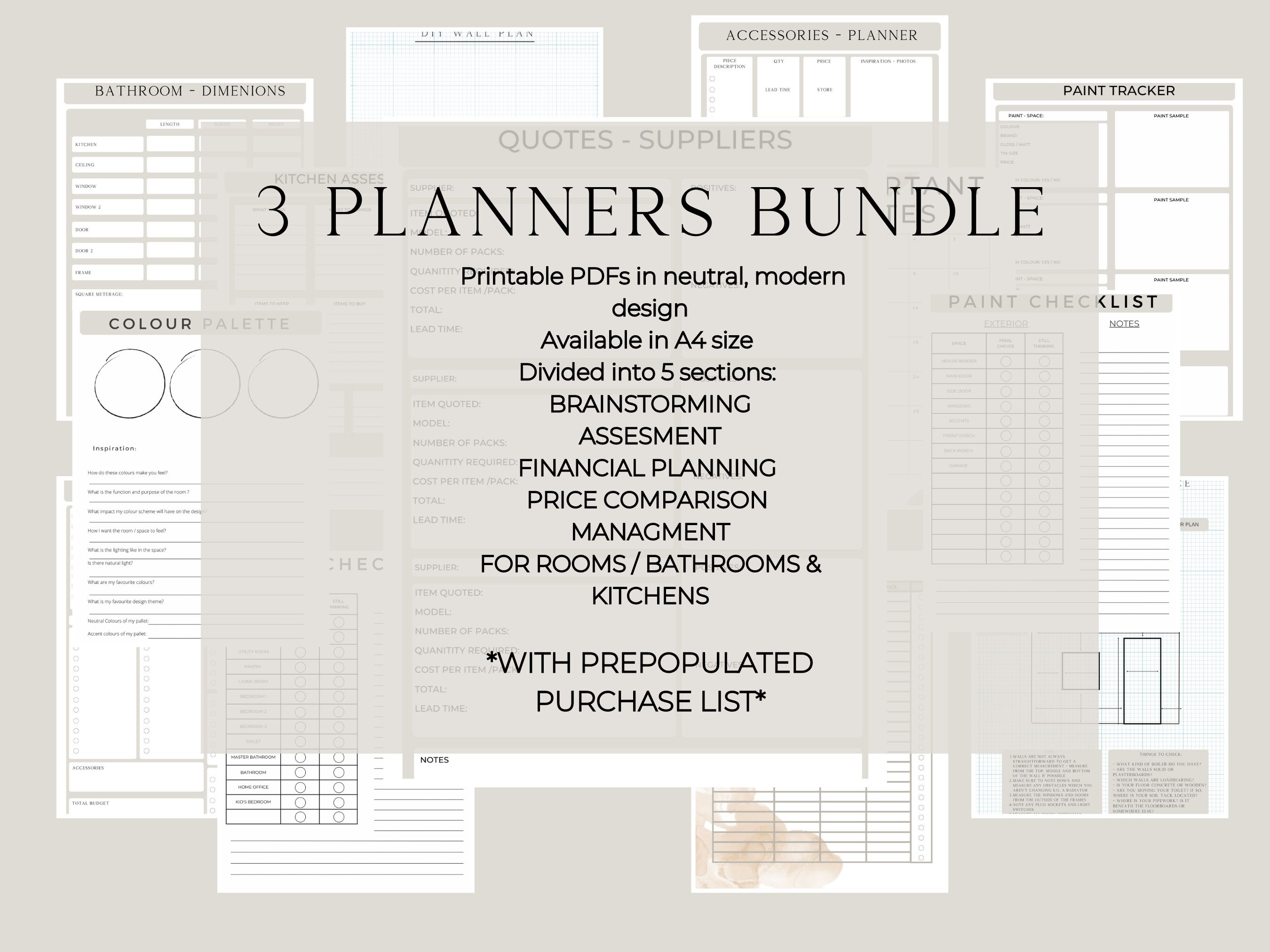 Editable Printable Planner Bundle, Renovation Planner, Renovation ...