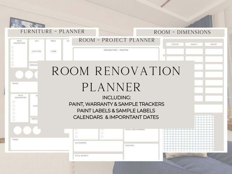 Room Renovation Planner, Interior Design planner, room improvement, home improvement, home project, Printable Guide, Canva Template image 4