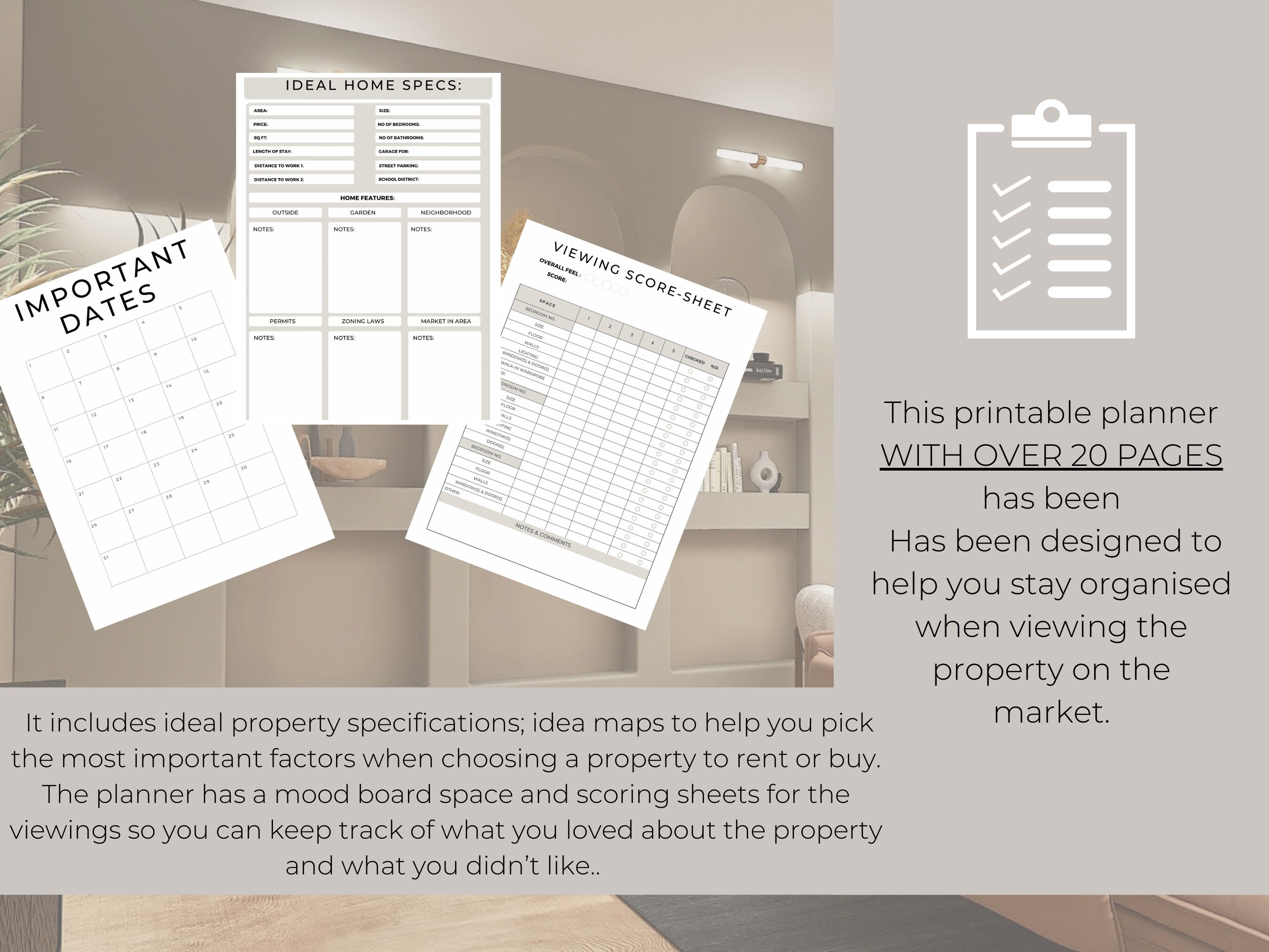 House Hunting Planner, House Buying, House Viewing, Printable Organiser ...