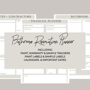 Bathroom Renovation Planner Printable Guide Bathroom - Etsy