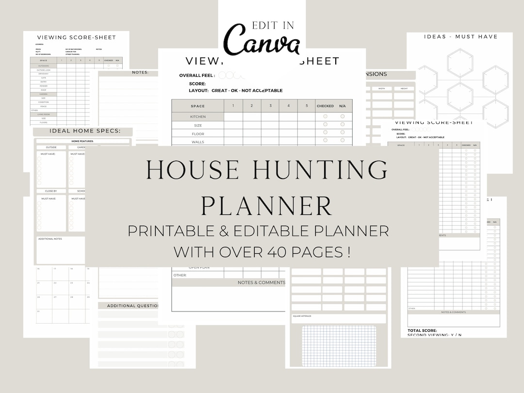 House Hunting Planner, House Buying, House Viewing, Printable Organiser ...