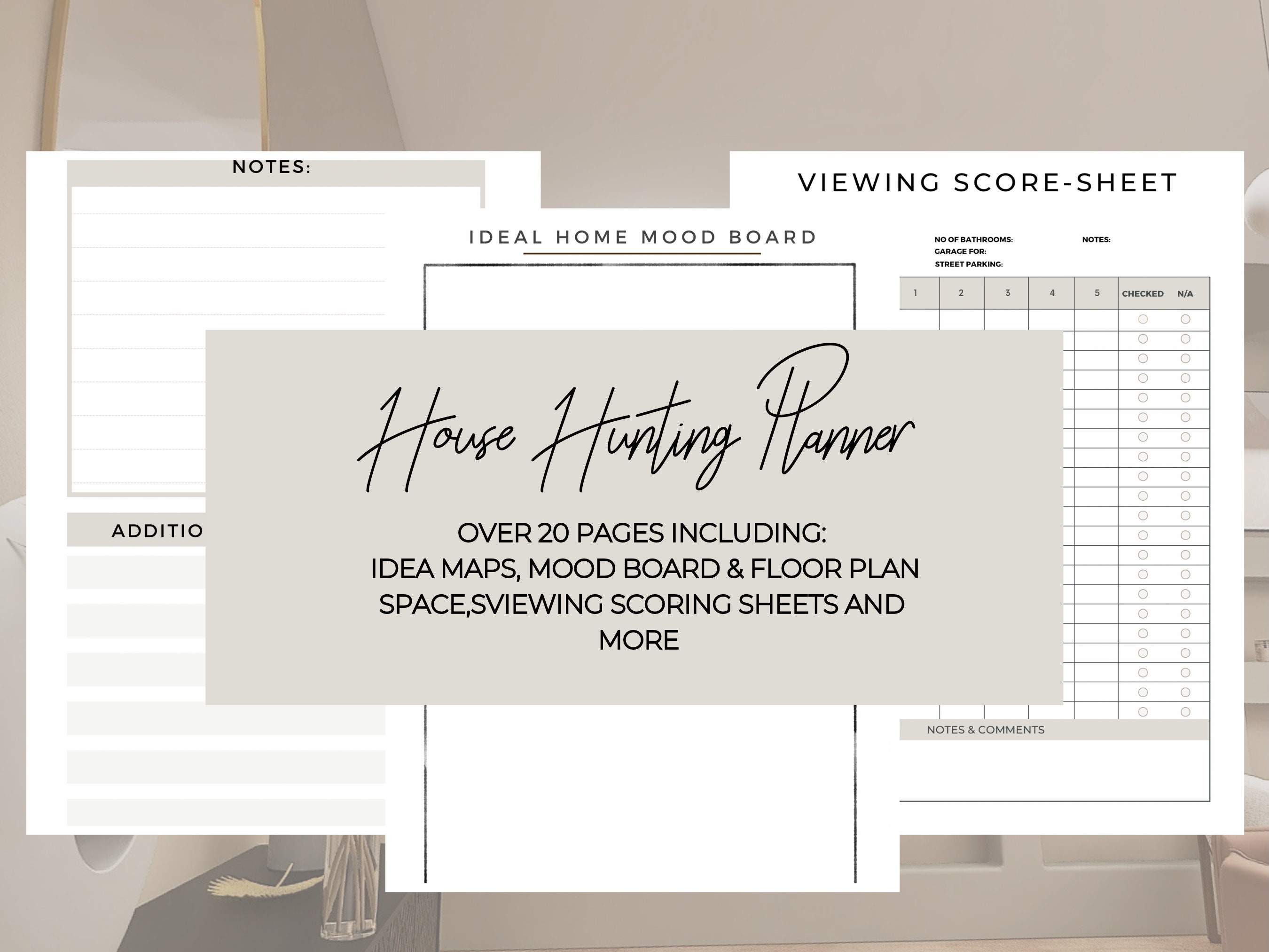 House Hunting Planner, House Buying, House Viewing, Printable Organiser ...
