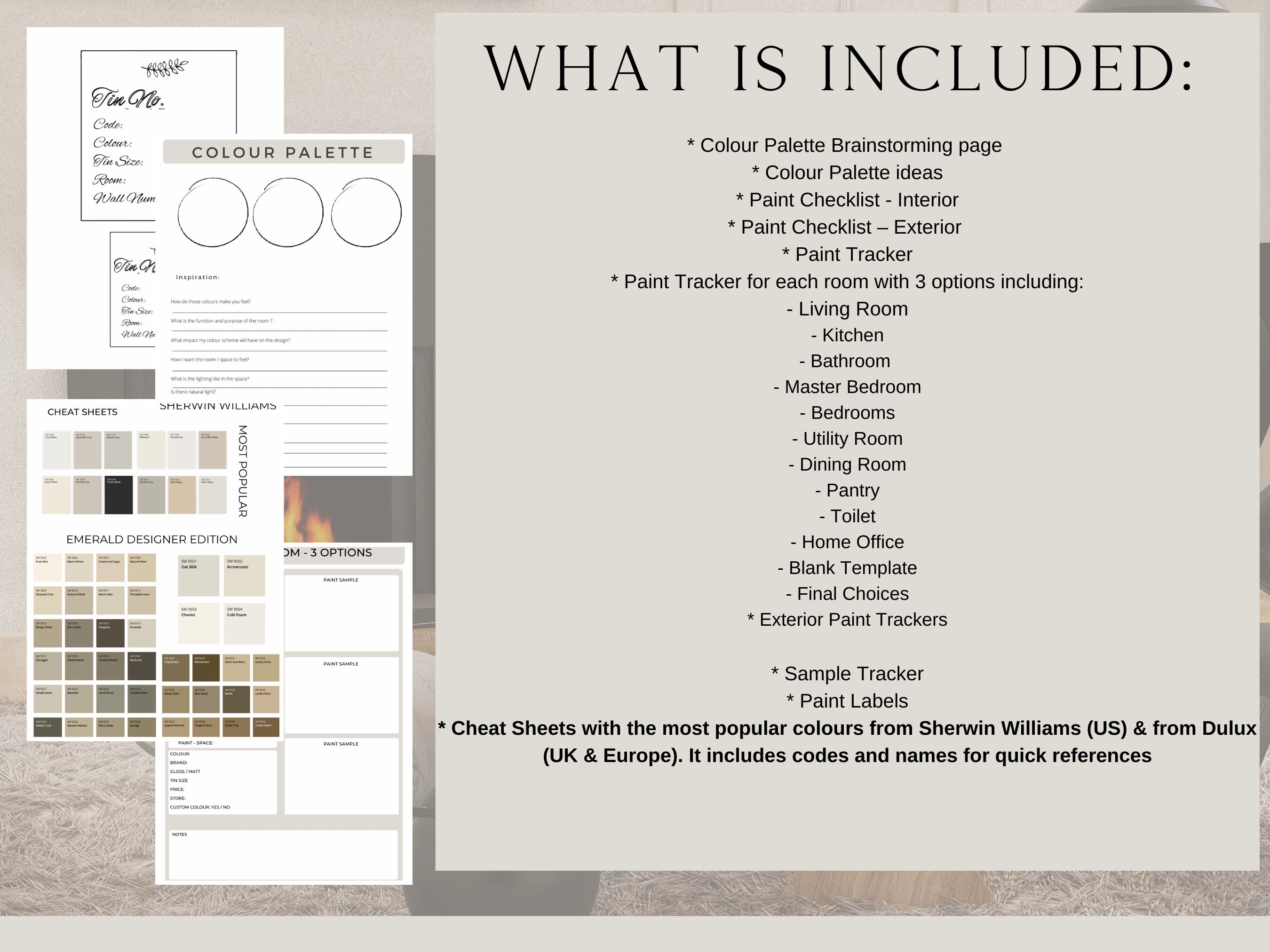 Paint Tracker, Printable Paint Planner, Renovation Planner, Paint Choice, Colour Tracker, Color