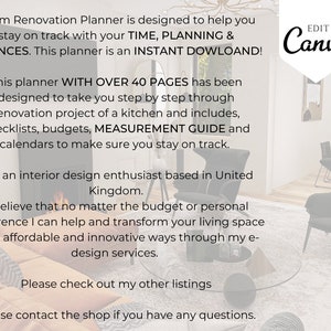 Room Renovation Planner, Interior Design planner, room improvement, home improvement, home project, Printable Guide, Canva Template image 6