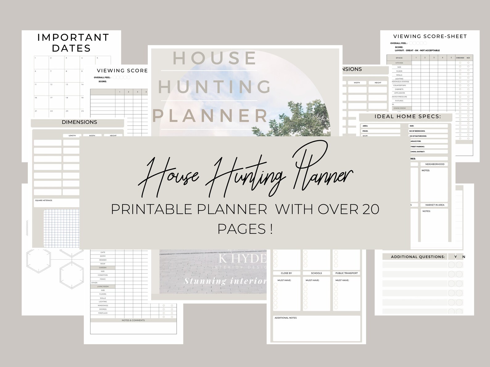 House Hunting Planner, House Buying, House Viewing, Printable Organiser ...