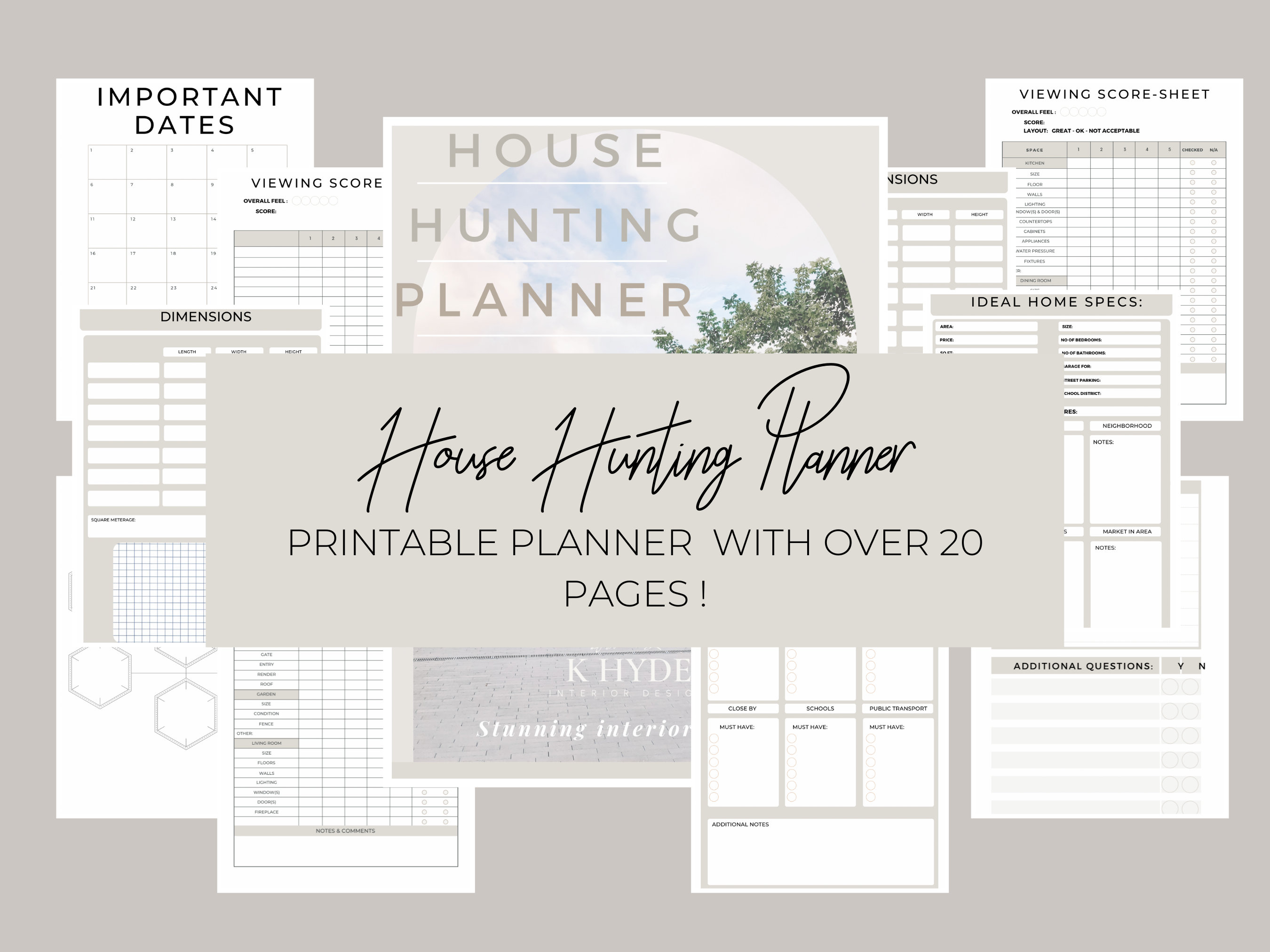 House Hunting Planner, House Buying, House Viewing, Printable Organiser ...