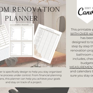 Room Renovation Planner, Interior Design planner, room improvement, home improvement, home project, Printable Guide, Canva Template image 5