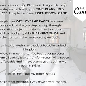 Bathroom Renovation Planner, Printable Guide, Bathroom Improvement ...