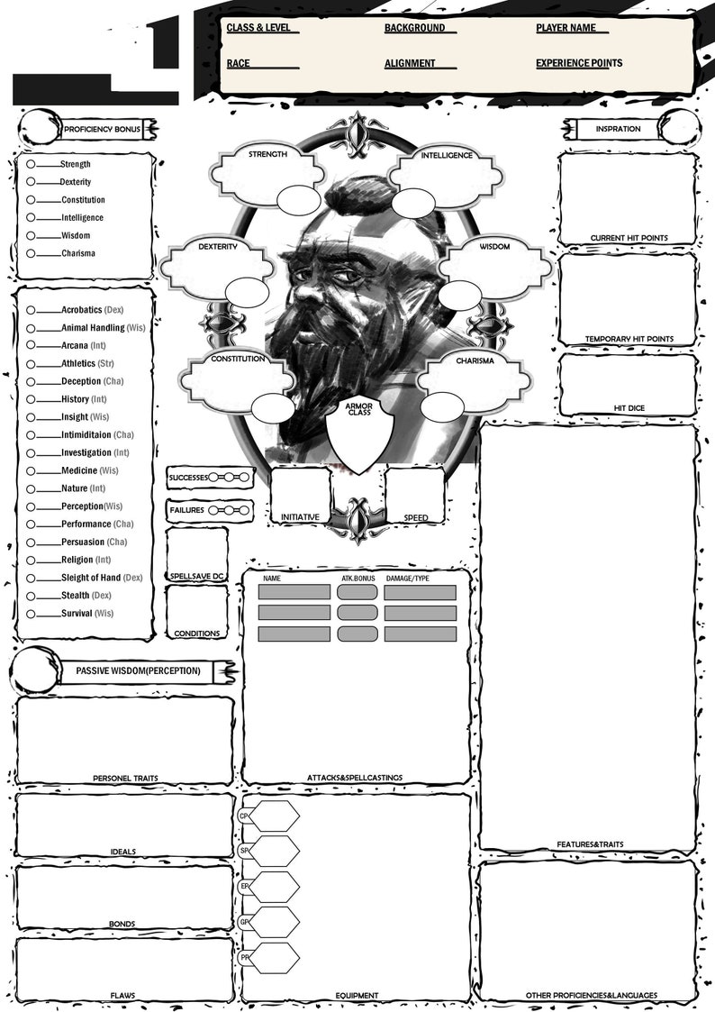 DND Character Sheet, Character Sheet, Custom Character Sheet