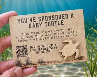 Sponsor a baby turtle gift card | eco gift | sustainable gift | teacher thank you gifts | TA or nursery teacher end of year gift