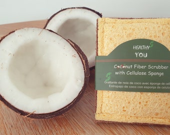 2 x Coconut sponge and scourer- biodegradable, eco-friendly, compostable, natural