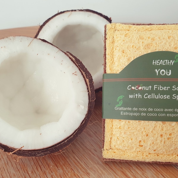 2 x Coconut sponge and scourer- biodegradable, eco-friendly, compostable, natural