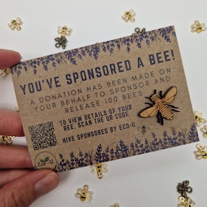 The original sponsor a bee card | Eco friendly gift | Bee lovers | Sustainable gift | Wedding | Table favours | Customisable | Corporate