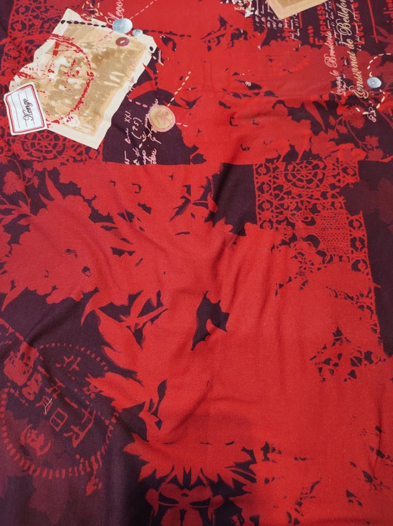 Oryginal Kenzo Viscosa tela roja moderna para vestidos T shirs